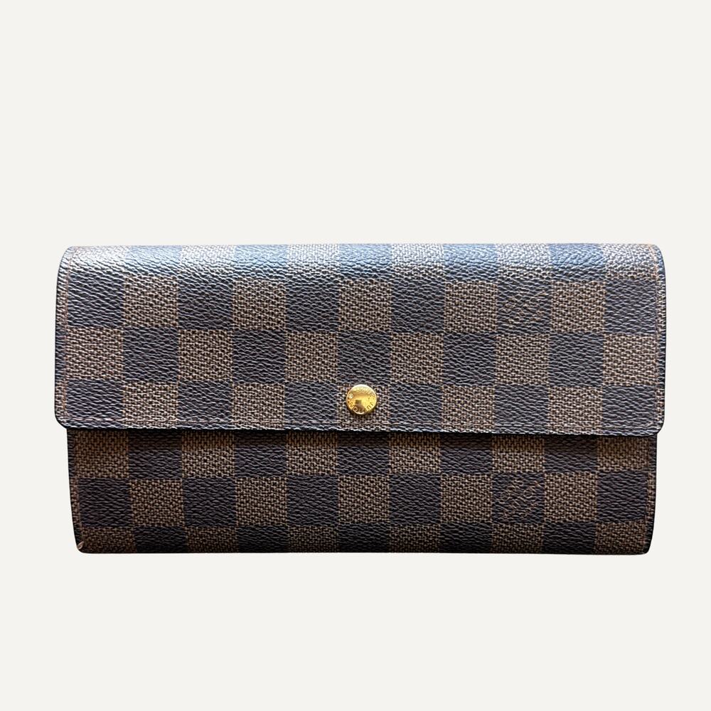 Louis Vuitton Damier Ebene Portefeuille Sarah Long Wallet N61734 Brown